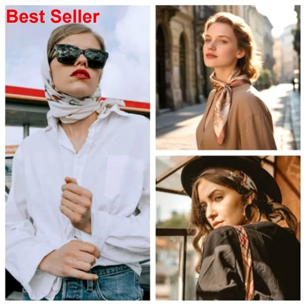 Silk Feeling Satin Hair Scarf for Women Multi-Purpose Fashion Accessory